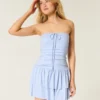 Vestido mini-saia de malha sem alças