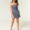 Vestido mini-saia de malha sem alças