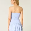 Vestido mini-saia de malha sem alças