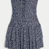 Vestido mini-saia de malha sem alças